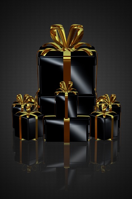Free black gifts gold ribbons exclusive background illustration