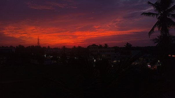 Himmel, Natur, Nat, Stjerner, Solnedgang