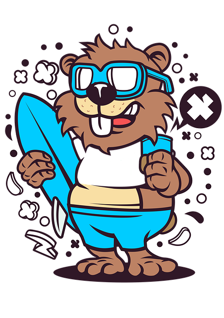 Beren Surfen, Surf T-Shirt, Beer Ontwerp