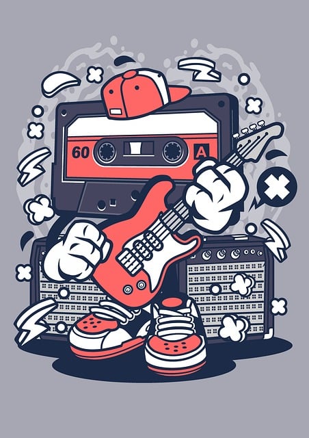 Free cassette tapes rock music retro music illustration