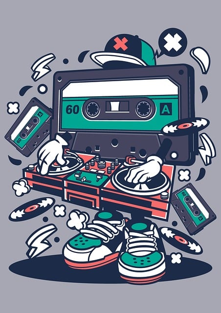 Free cassette t-shirt design dj merchandise retro music apparel illustration