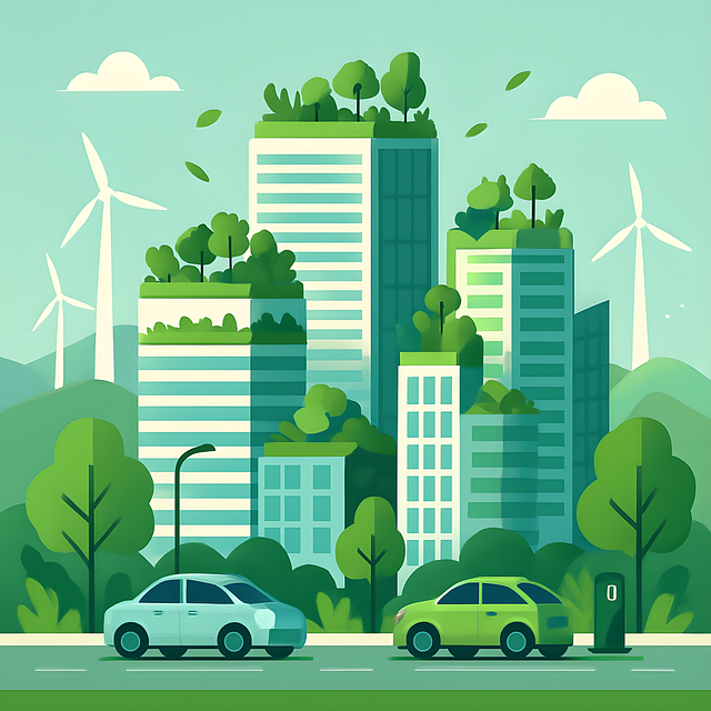 Free ecology green city sustainability illustration