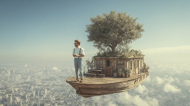 Free ai generated surreal floating illustration