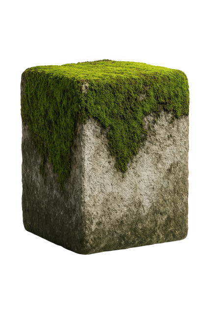 Free stone block mossy stone cube stone illustration