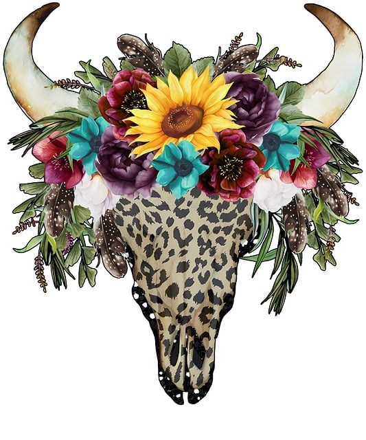 Caveira De Touro, Floral, Ocidental