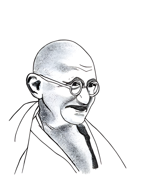Mahatma Gandhi, Gandhi, Tegning