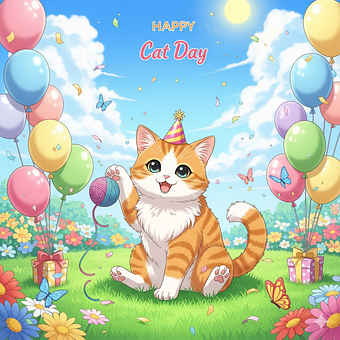 Free Cat Day Celebration illustration and picture