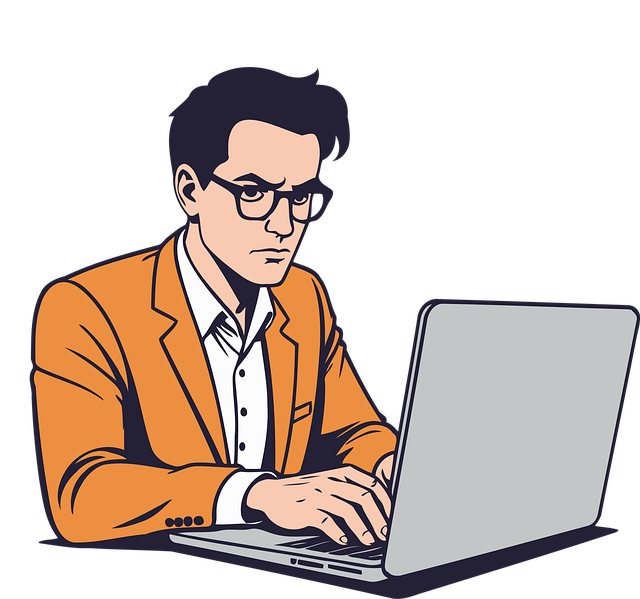 Free man computer laptop illustration