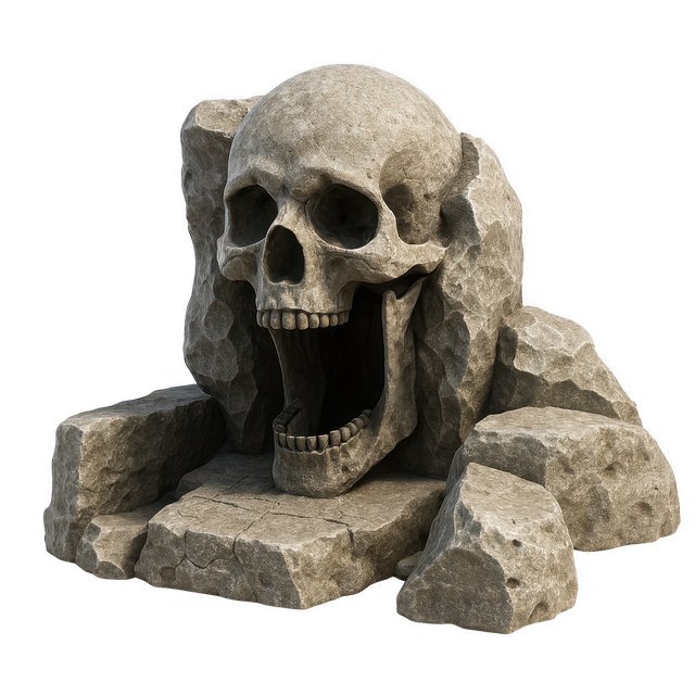 Free stone skull scary monument skull statue illustration
