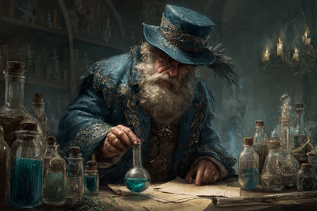 Free wizard alchemist fantasy illustration
