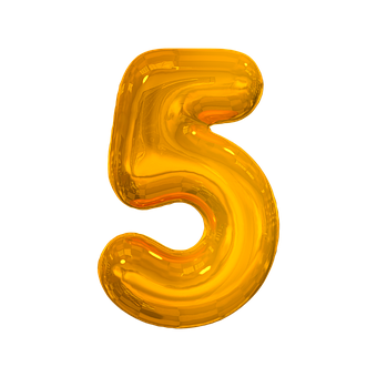 Cinco, 5, Número, Uno, Pelota, Dorado