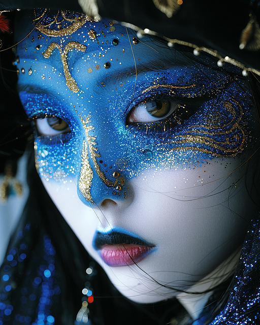 Free fantasy portrait mask blue illustration