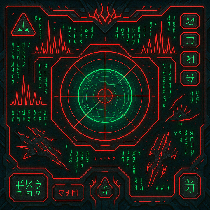 Download Alien Hud, Sci Fi Interface, Red And Green Glyphs. Royalty ...