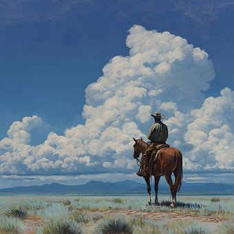 Cowboy, Te Paard, Westerse Kunst