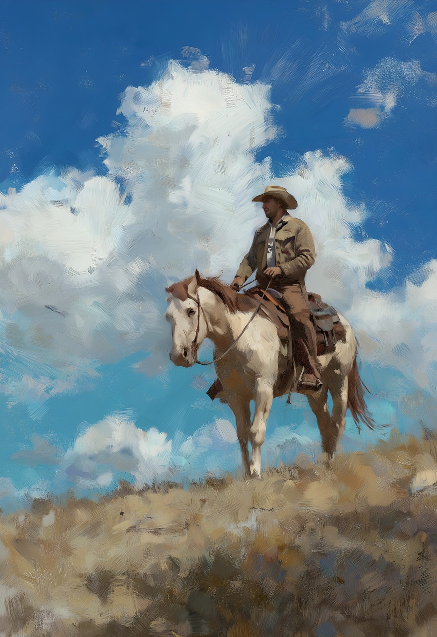 Download free HD stock image of Cowboy Horse Free cowboy horse impressionistic illustration