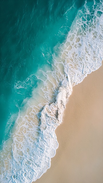 Luchtfoto, Strand, Oceaan, Golf, Schuim
