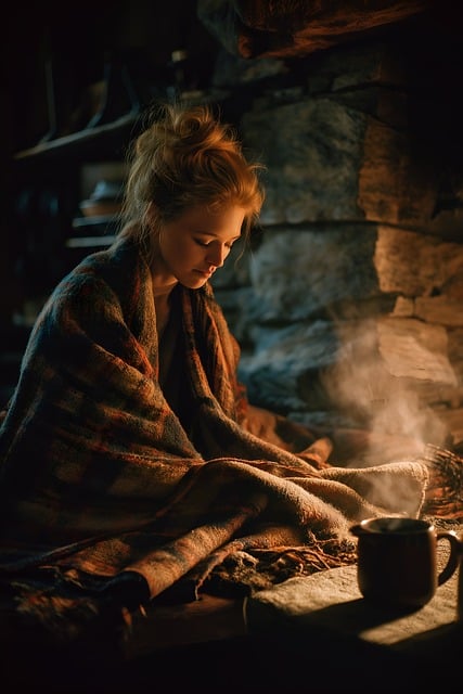 Vrouw, Cozy, Tartan Deken, Cabine