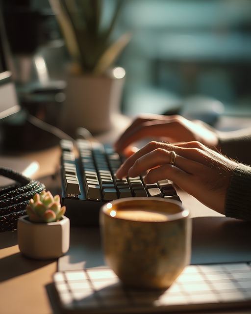 Free hands typing mechanical keyboard illustration
