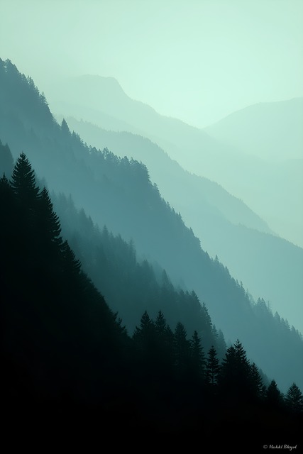 Bergen, Woud, Mist, Silhouetten, Gelaagd