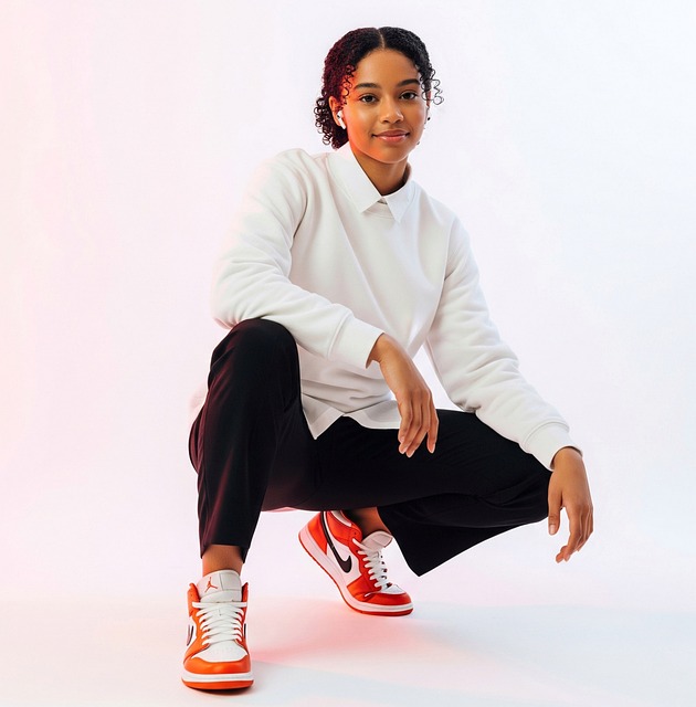 Free orange studio portrait stylish teen aesthetic radiant mixed race beauty illustration