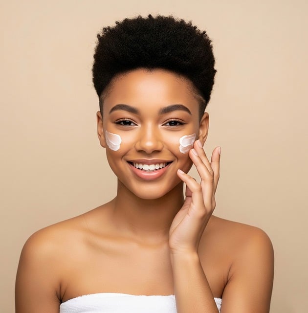 Free female skincare woman applying cream beauty portrait illustration