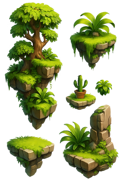 Free floating island fantasy landscape enchanted island illustration