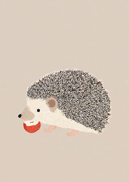Free hedgehog animal apple illustration
