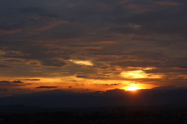 Solnedgang, Natur, Landskab, Bjergene