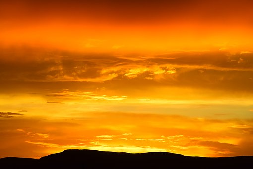 Solnedgang, Himmel, Landskab, Sol