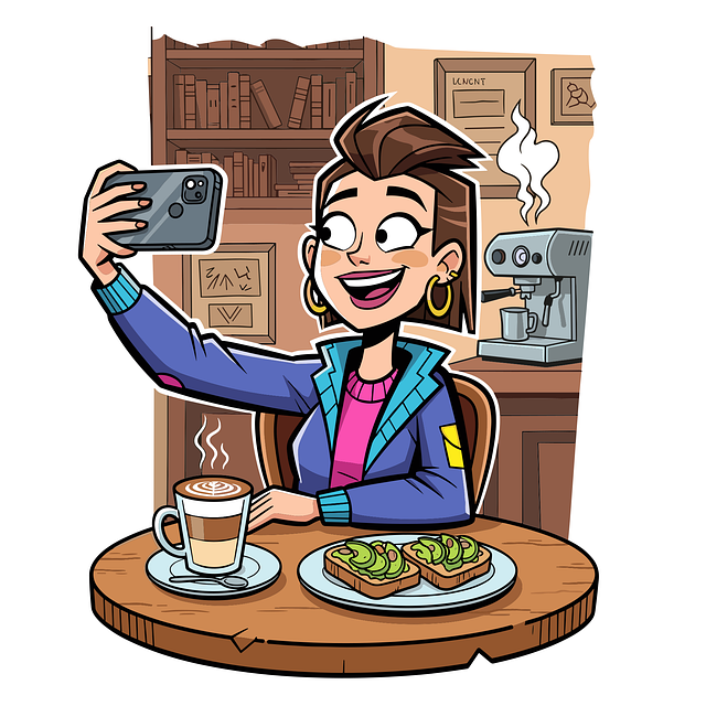 Free young woman blogger selfie vector