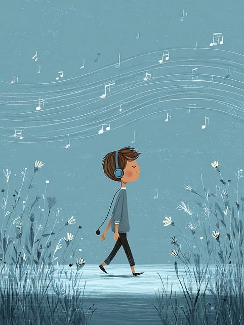 Free drawing child walking illustration