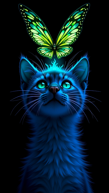 Free cat butterfly insect illustration