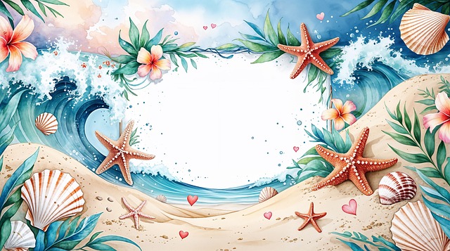 Download free HD stock image of Beach Ocean Free beach ocean starfish illustration