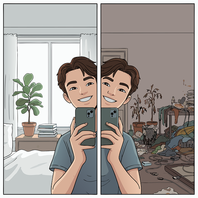 Free digital life social media online vs reality vector