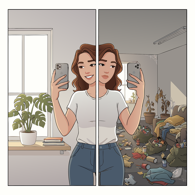 Free digital life social media online vs reality vector