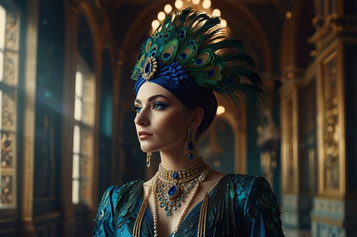 Free Peacock Lady Aristocrat illustration and picture