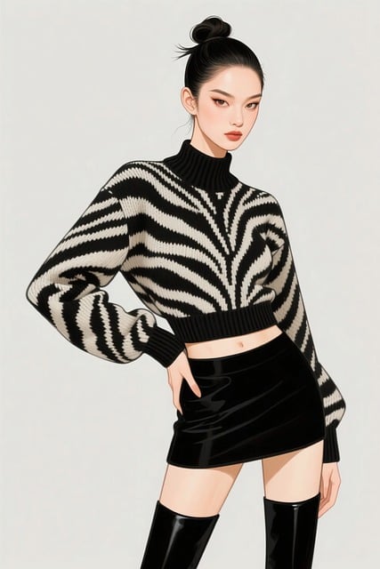 Free ai generated zebra print chic woman illustration
