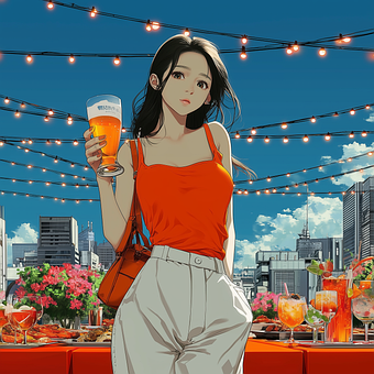 Free Rooftop Party Sunset Vibes illustration and picture