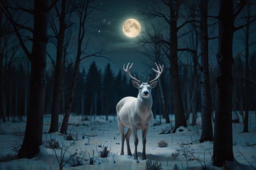 Free Magical Deer Winter Forest illustration and picture
