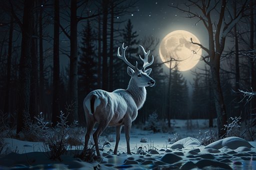 Free Magical Deer Winter Forest illustration and picture