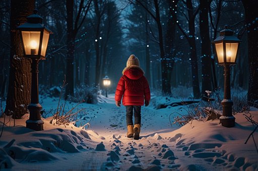 Free Winter Children Lanterns illustration and picture