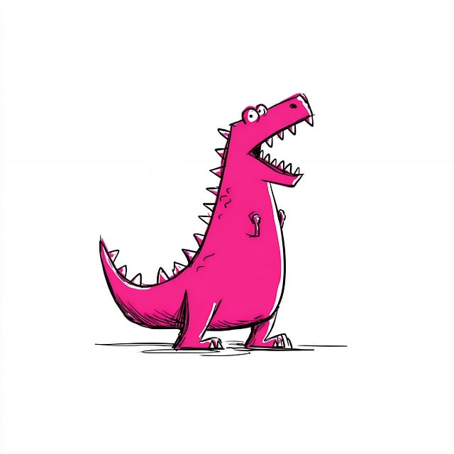 Free dinosaur trex pink illustration