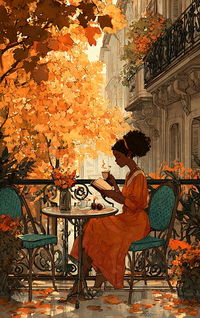 Free ai generated autumn terrace illustration