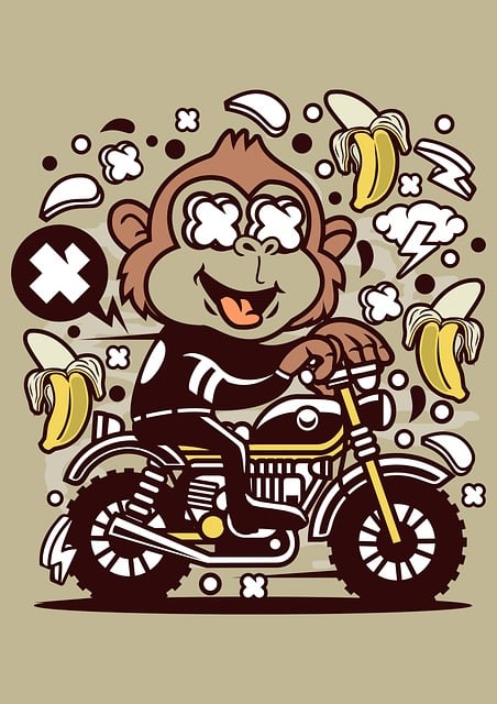 Free monkey motocrosser moto monkey t-shirt design illustration