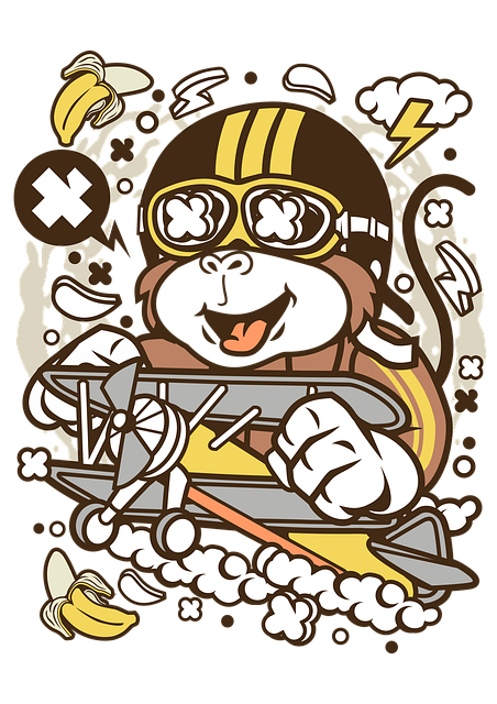 Free monkey pilot aviator monkey t-shirt design illustration