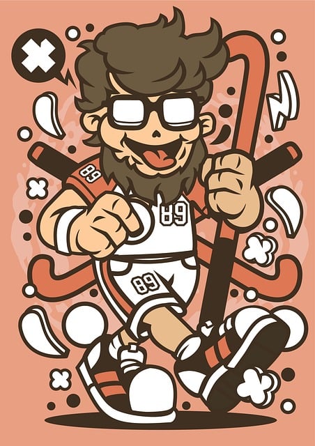 Free hipster field hockey t-shirt design retro athlete illustration