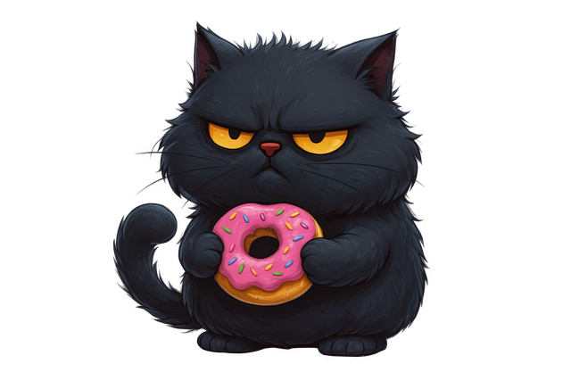Free ai generated cartoon cat grumpy cat art illustration