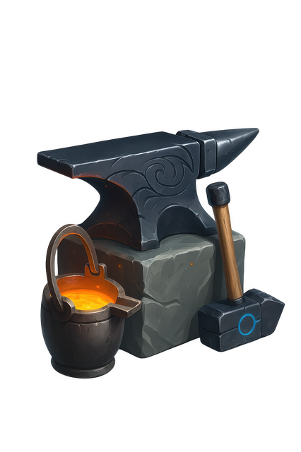Free blacksmith anvil fantasy forge molten metal art illustration