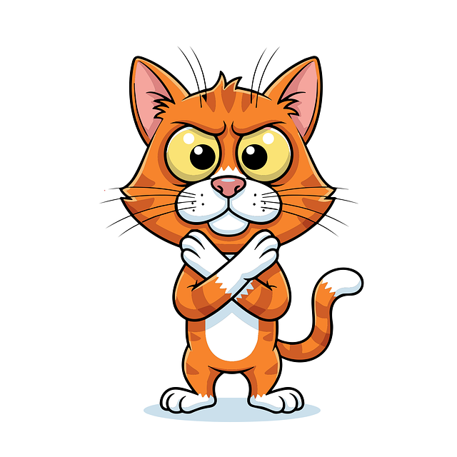 Free cartoon cat shy pose cute cat vector