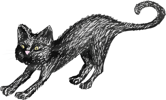 Kat, Lille Kat, Maskot, Blæk, Med Hånden